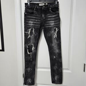 FWRD Denim Jeans Boys 16 (27x26.5) Black Skinny Stretch Distressed Y2K Punk Goth